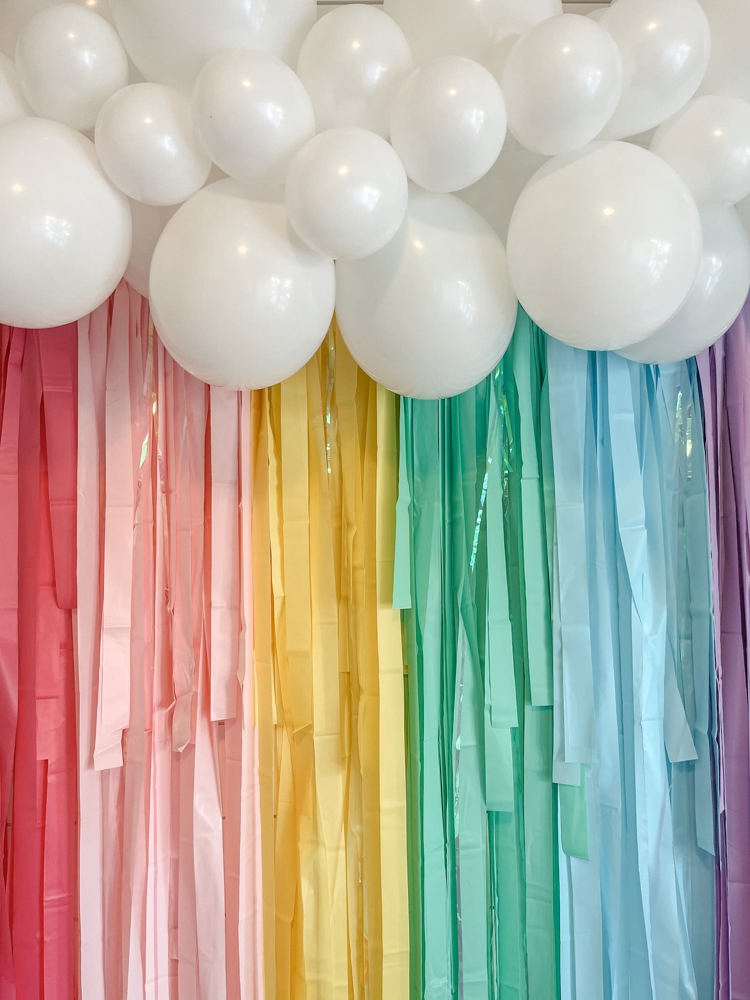 Pastel Rainbow Fringe Streamer Backdrop