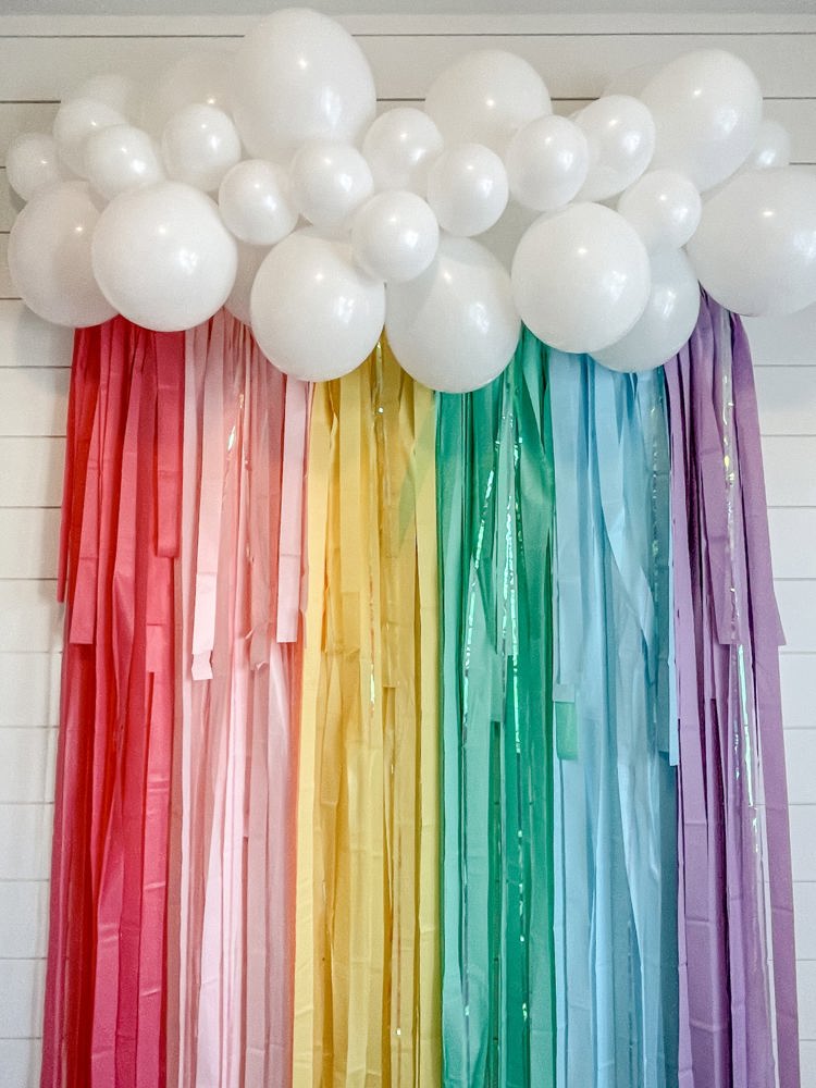 Pastel Rainbow Fringe Streamer Backdrop