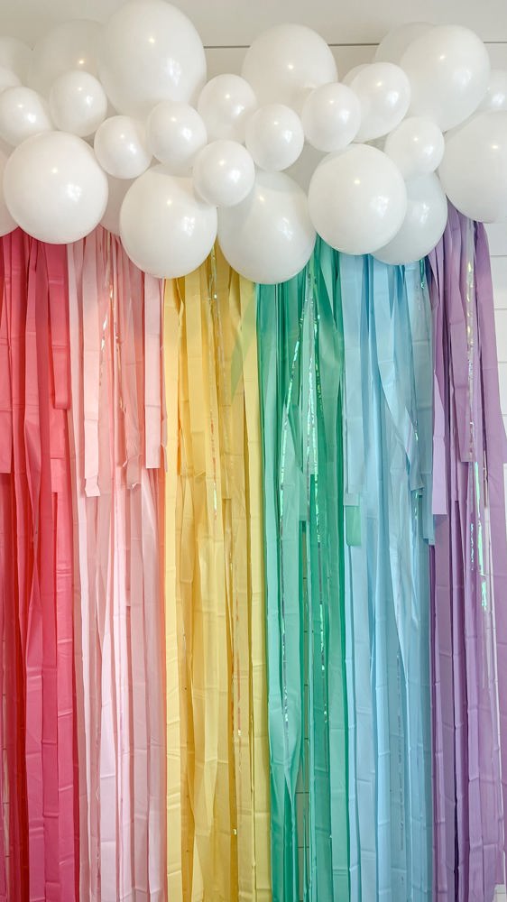 Pastel Rainbow Fringe Streamer Backdrop