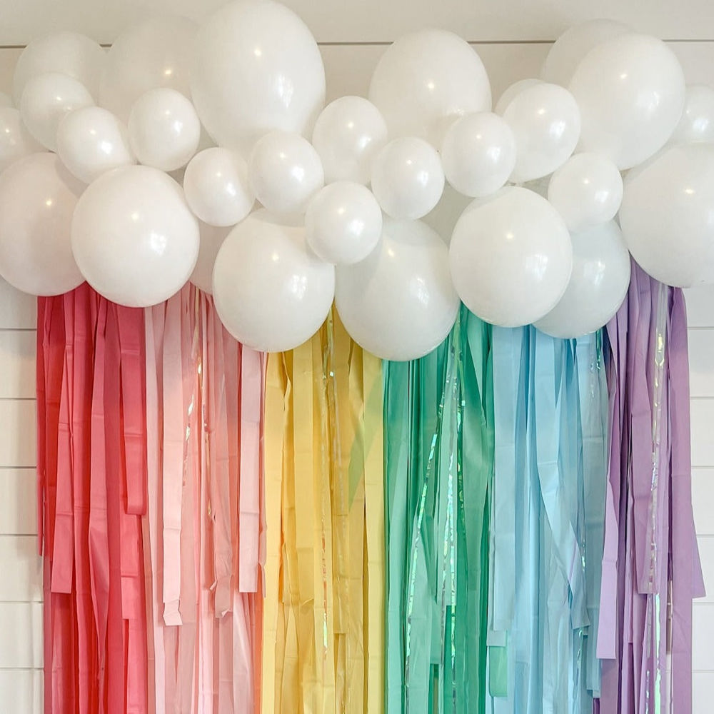 Pastel Rainbow Fringe Streamer Backdrop