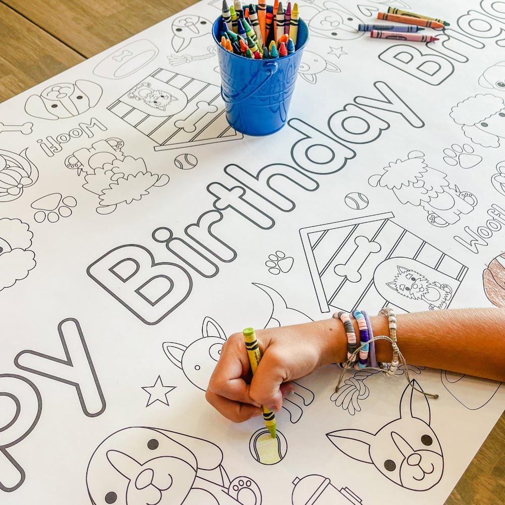 Puppy Coloring Table Runner Dog Party