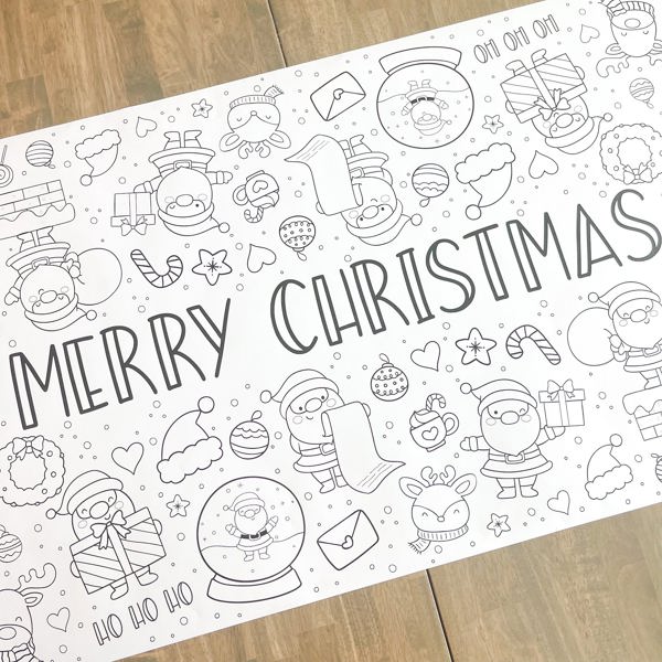 Santa Party Coloring Table Runner Christmas