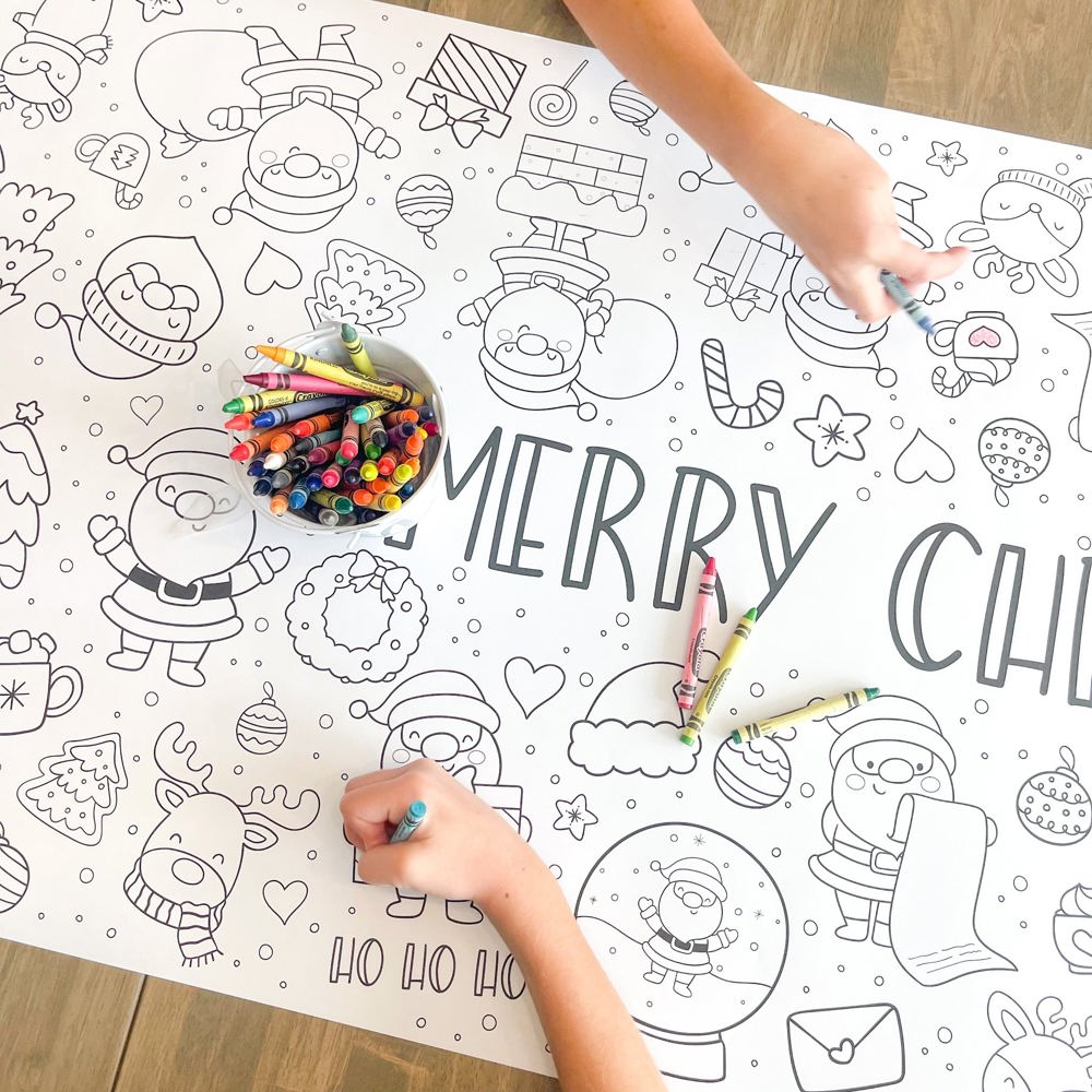 Santa Party Coloring Table Runner Christmas