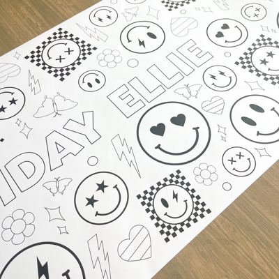 Smiley Face Coloring Table Runner Carnival Party