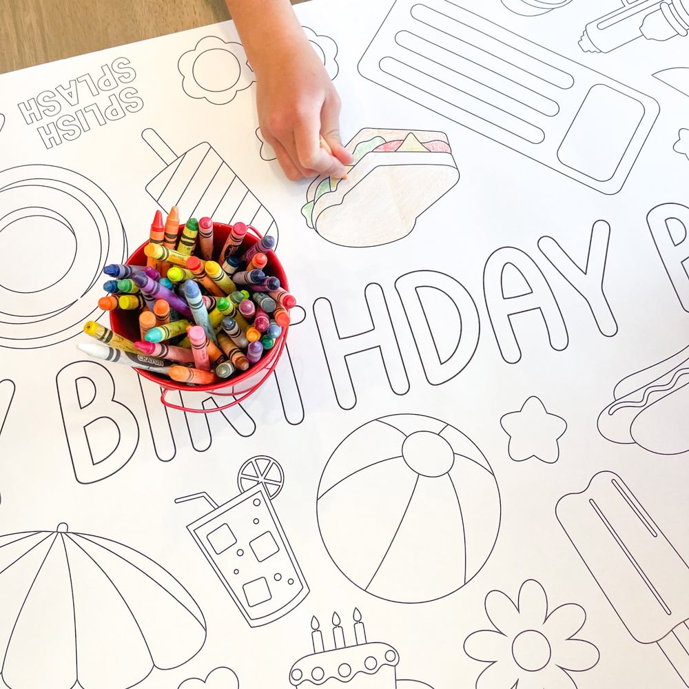 Summer Pool Party Coloring Table Runner