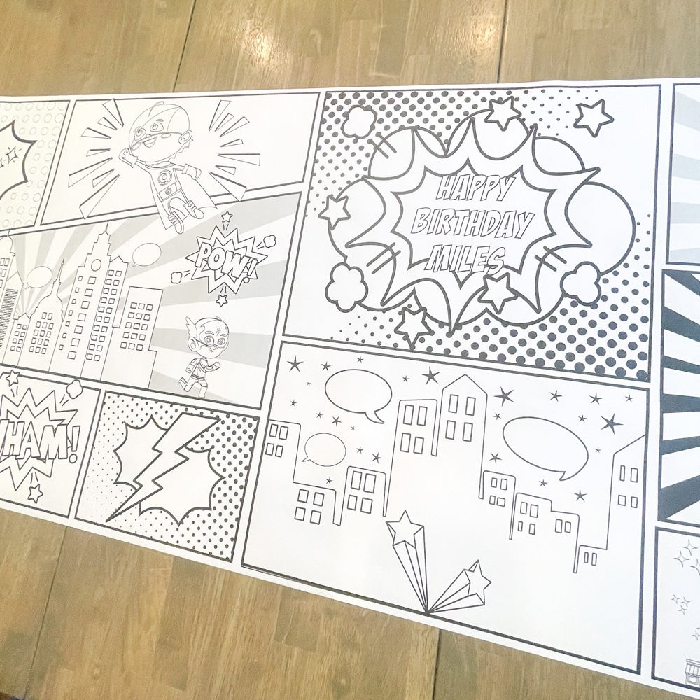 Superhero Coloring Table Runner