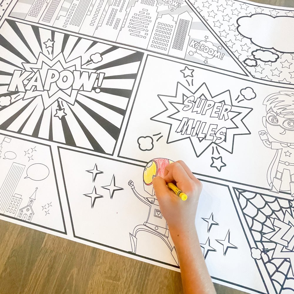 Superhero Coloring Table Runner