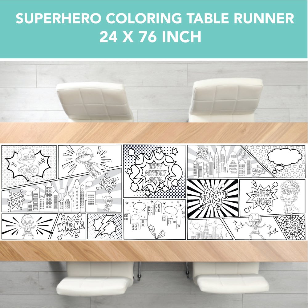 Superhero Coloring Table Runner