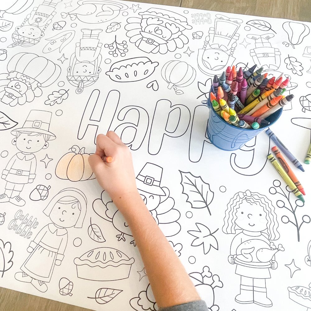 Thankful Coloring Table Runner Thanksgiving