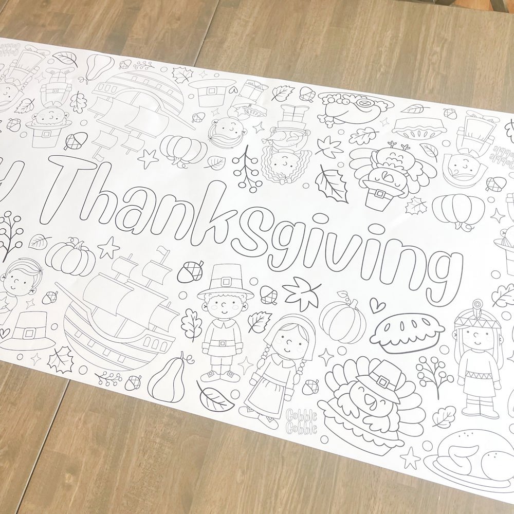 Thankful Coloring Table Runner Thanksgiving