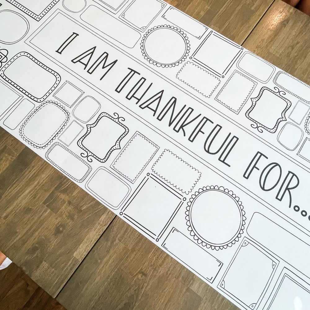 Thankful Coloring Table Runner Thanksgiving