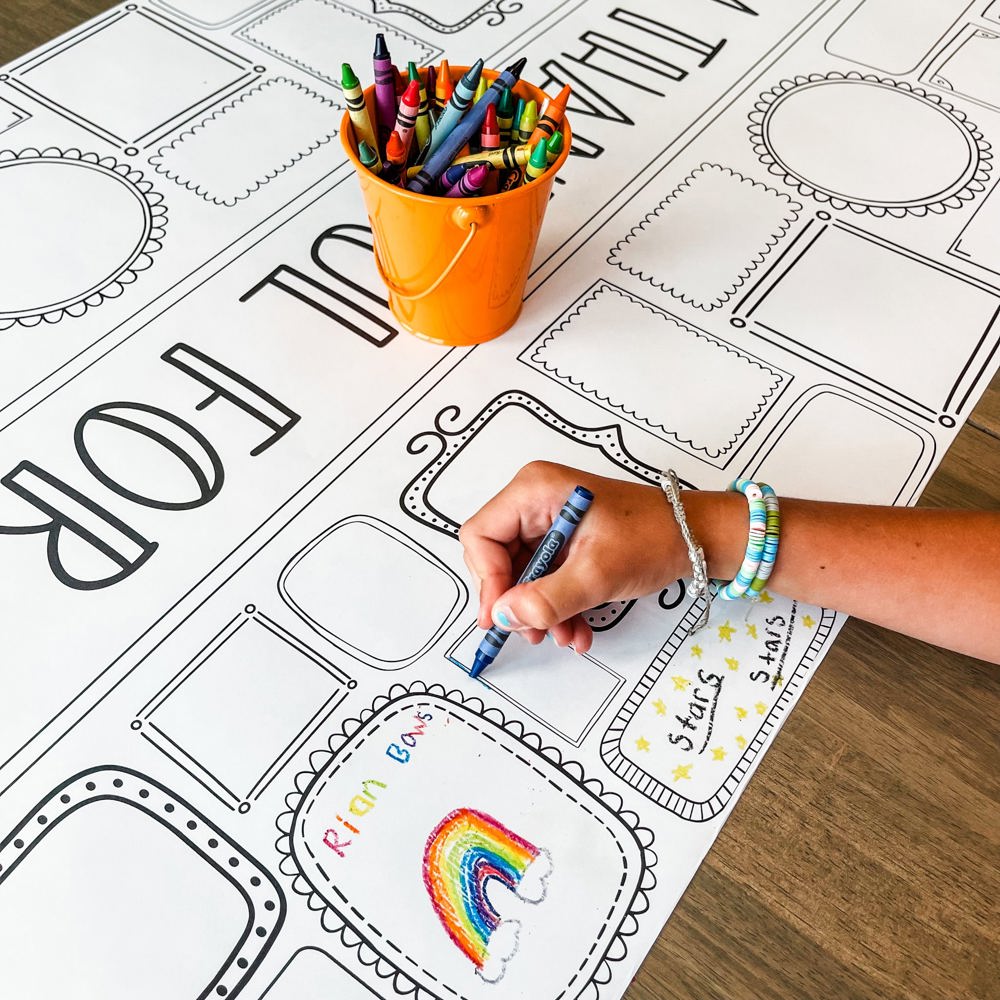 Thankful Coloring Table Runner Thanksgiving