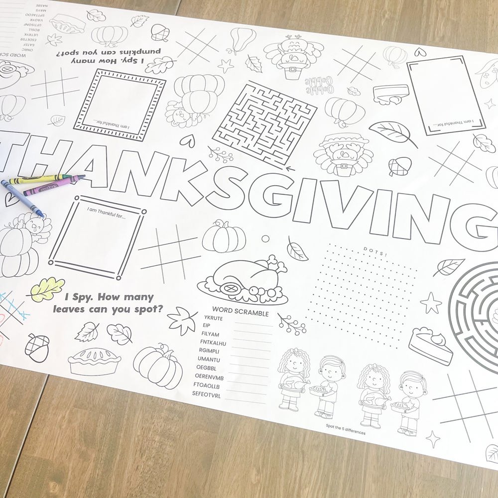 Thanksgiving Activity Coloring Table Runner Thanksgiving