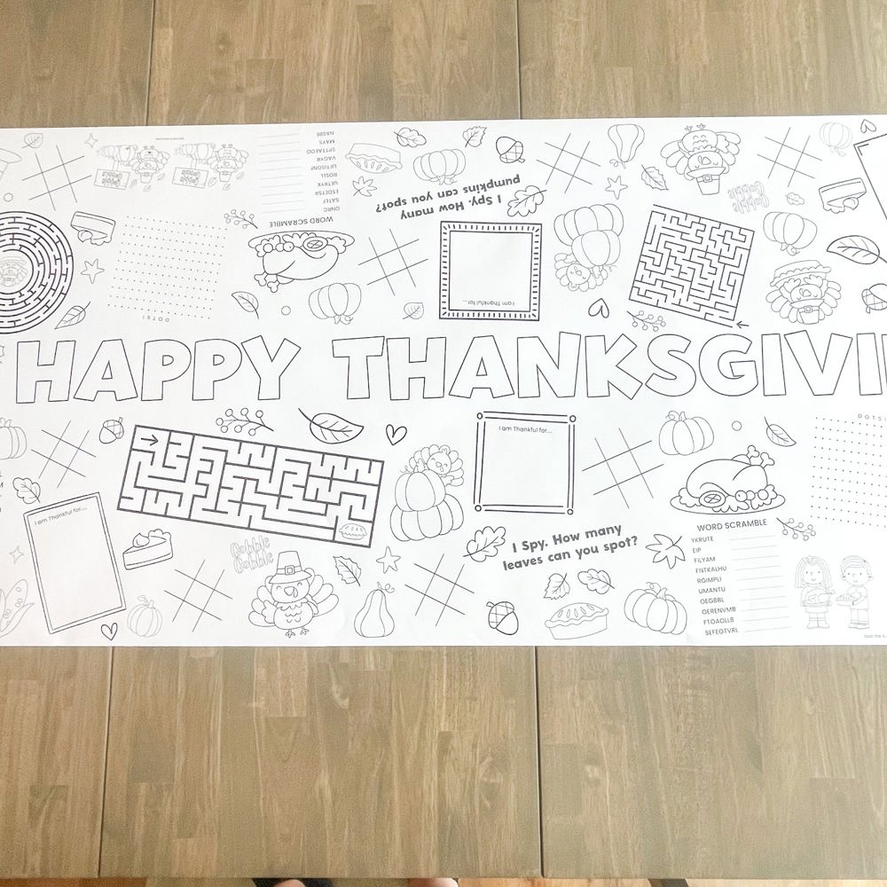 Thanksgiving Activity Coloring Table Runner Thanksgiving