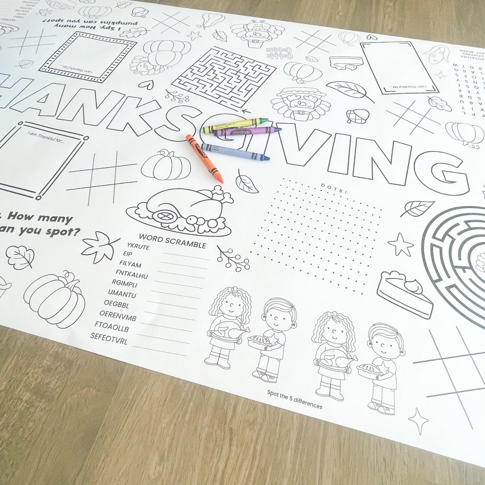 Thanksgiving Activity Coloring Table Runner Thanksgiving