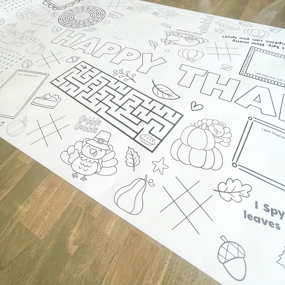 Thanksgiving Activity Coloring Table Runner Thanksgiving