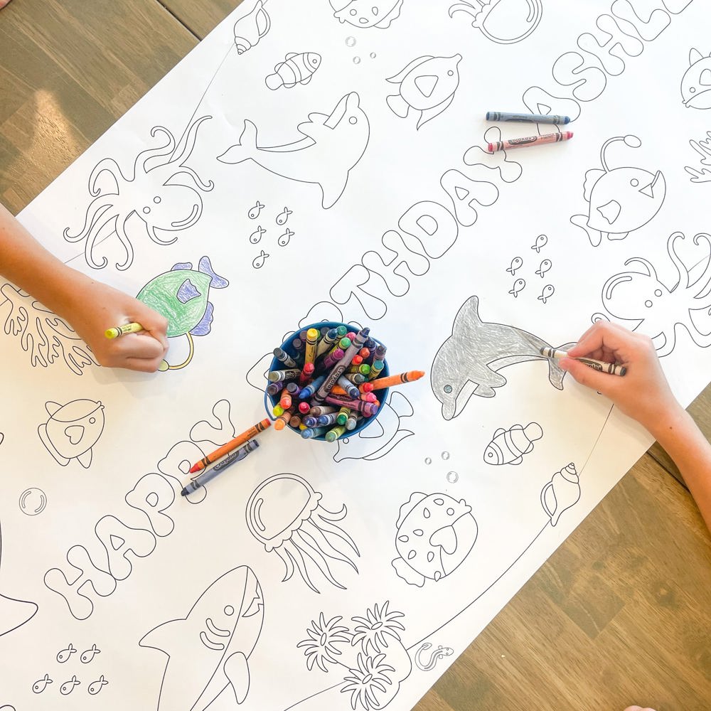 Under The Sea Coloring Table Runner Ocean Party