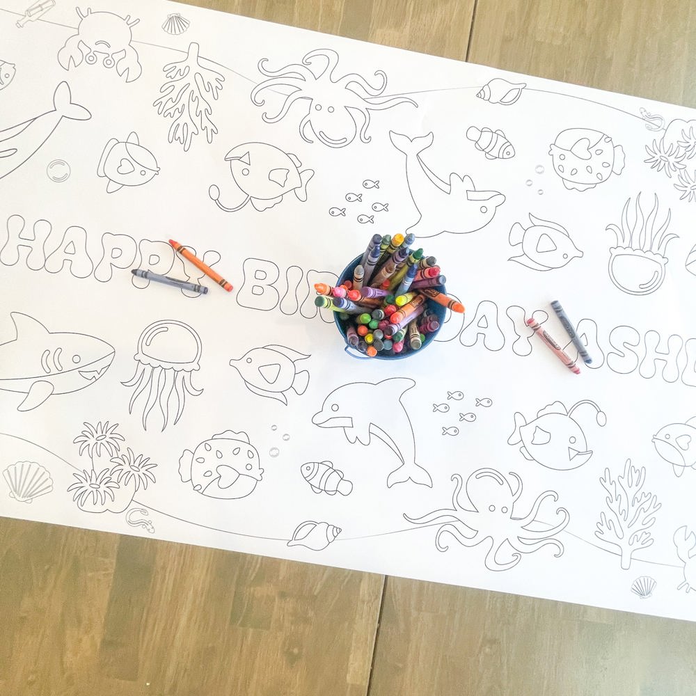 Under The Sea Coloring Table Runner Ocean Party