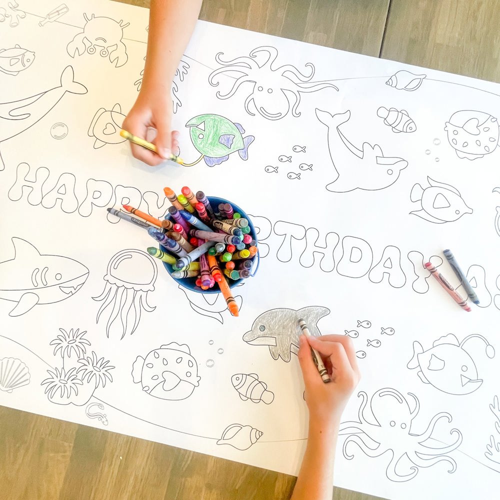 Under The Sea Coloring Table Runner Ocean Party