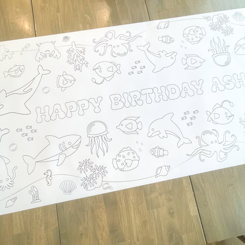 Under The Sea Coloring Table Runner Ocean Party