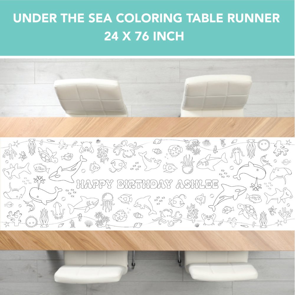 Under The Sea Coloring Table Runner Ocean Party