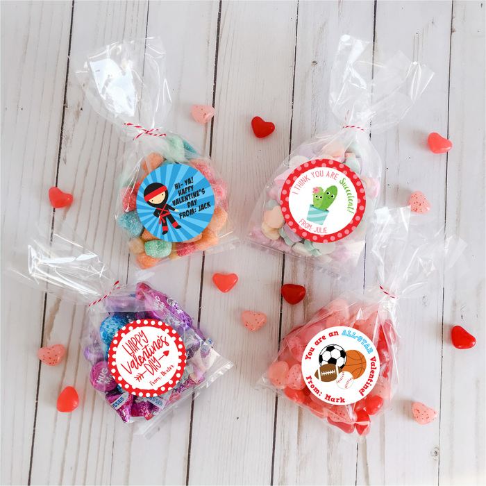 Customized Valentine's 2.5 inch Stickers, Valentine's Stickers, Valentine Stickers and Treat Bags| Set of 24