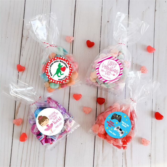 Customized Valentine's 2.5 inch Stickers, Valentine's Stickers, Valentine Stickers and Treat Bags| Set of 24