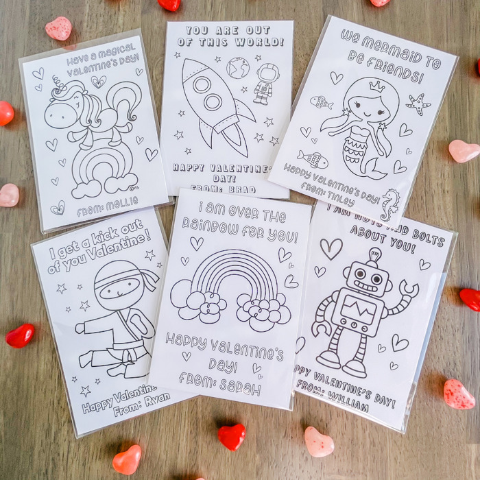 Personalized Valentine's Coloring Cards| Valentine's Day