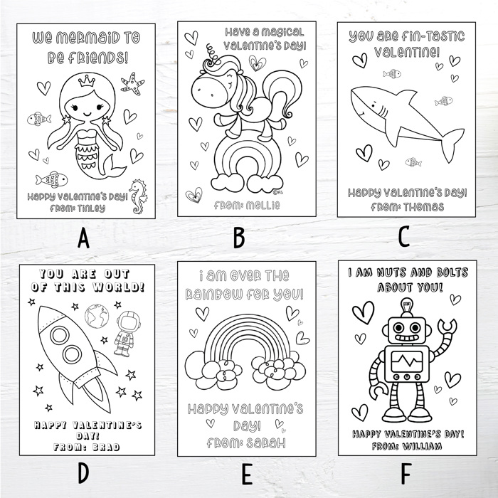 Personalized Valentine's Coloring Cards| Valentine's Day