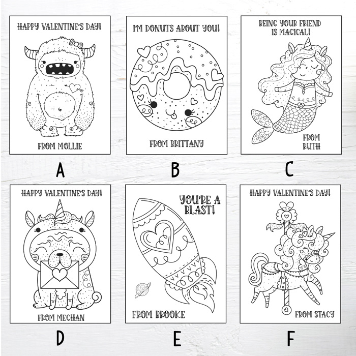 Personalized Valentine's Coloring Cards 2| Valentine's Day