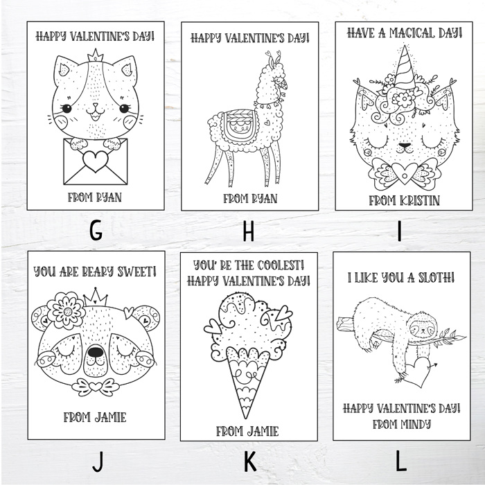 Personalized Valentine's Coloring Cards 2| Valentine's Day