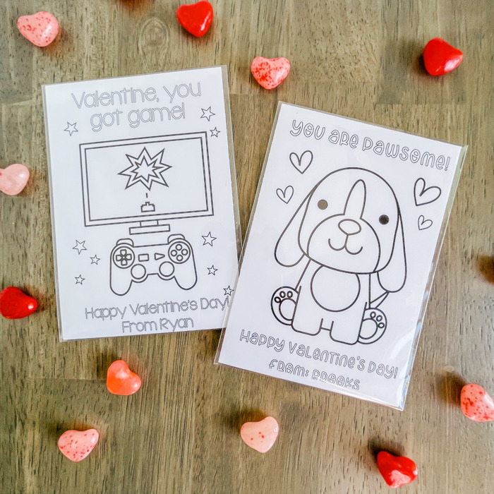 Personalized Valentine's Coloring Cards| Valentine's Day