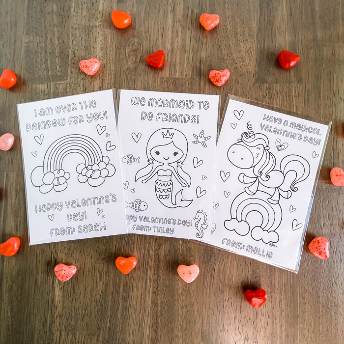 Personalized Valentine's Coloring Cards| Valentine's Day