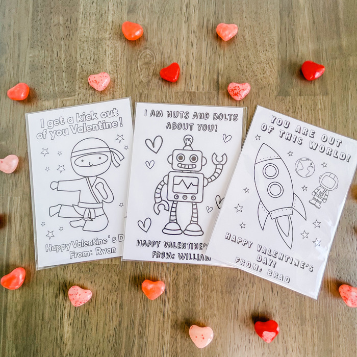 Personalized Valentine's Coloring Cards| Valentine's Day