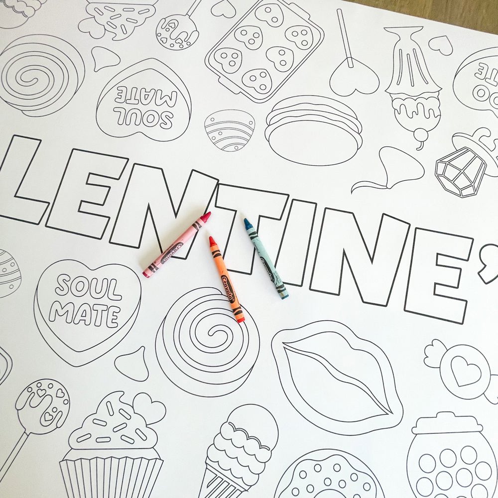 Valentines Bakery Coloring Table Runner Valentines Party