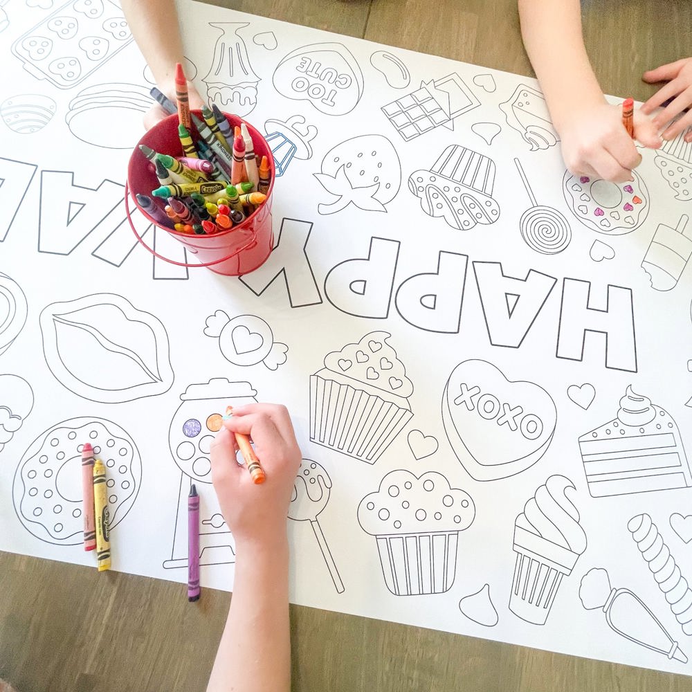 Valentines Bakery Coloring Table Runner Valentines Party