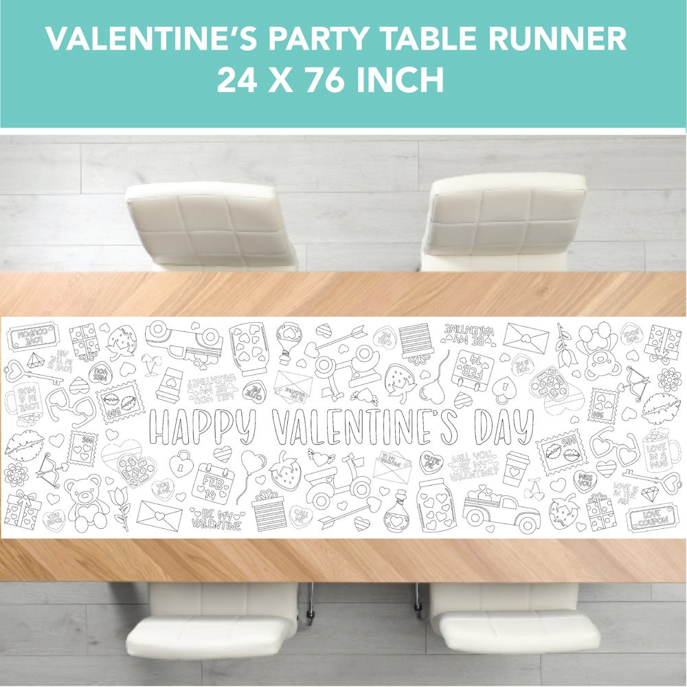 Valentines Coloring Table Runner Valentines Party