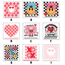  Personalized Retro Valentine's 2.5 inch Stickers, Retro Valentine's Stickers, Square Valentine Stickers| Set of 24