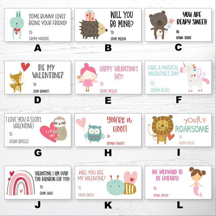 Personalized Valentine's Stickers, Valentine's Stickers, Valentine Sticker Favors, Valentine's Day| Set of 24