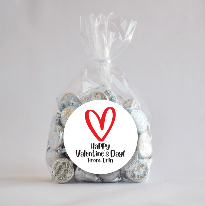 Personalized Valentine's 2.5 inch Stickers, Valentine's Stickers, Valentine Stickers and Treat Bags| Set of 24