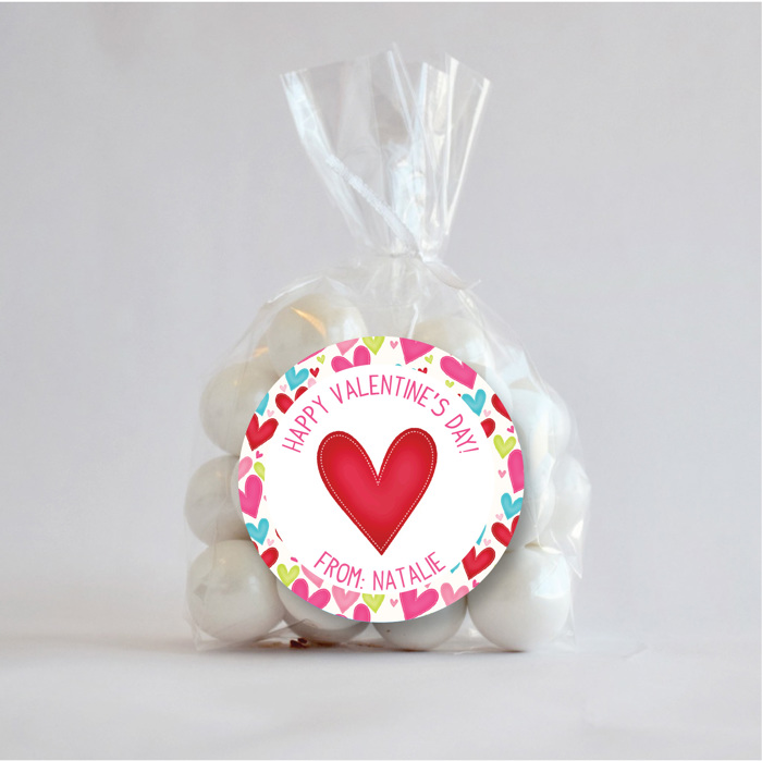 Personalized Valentine's 2.5 inch Stickers, Valentine's Stickers, Valentine Stickers and Treat Bags| Set of 24