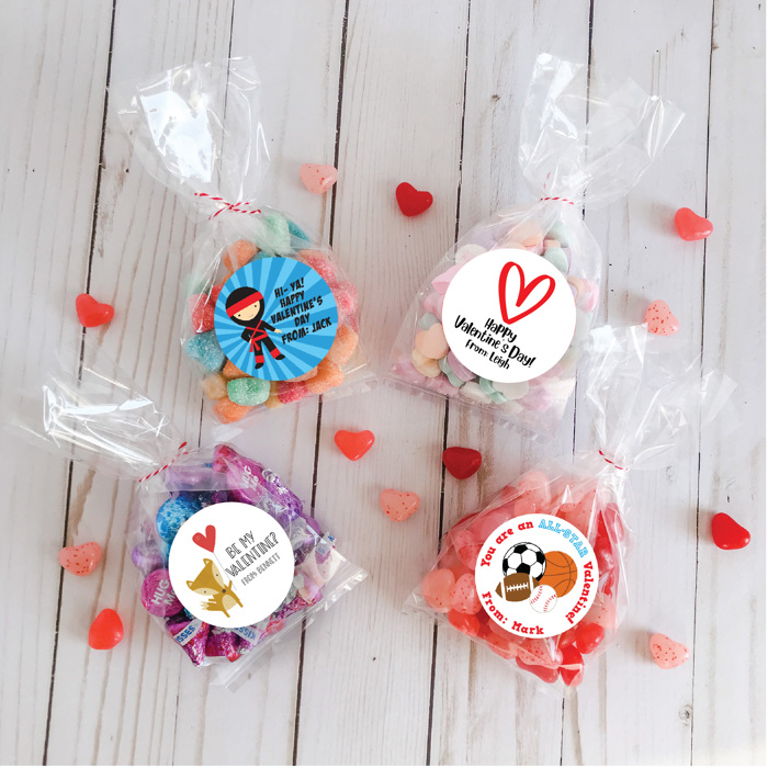 Personalized Valentine's 2.5 inch Stickers, Valentine's Stickers, Valentine Stickers and Treat Bags| Set of 24