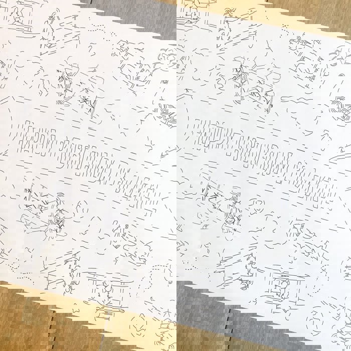 Vintage Plane Coloring Table Runner Airplane