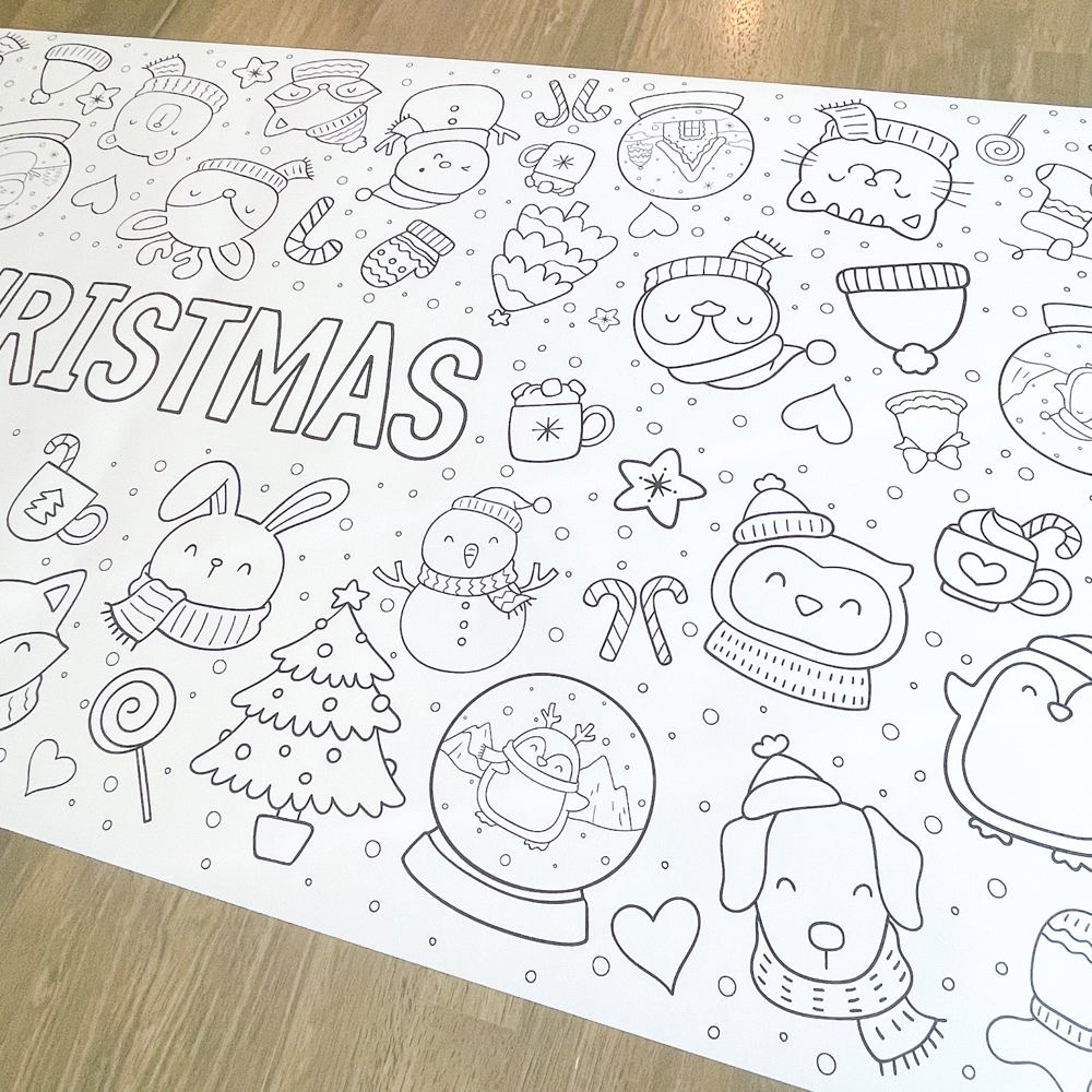 Winter Friends Coloring Table Runner Christmas