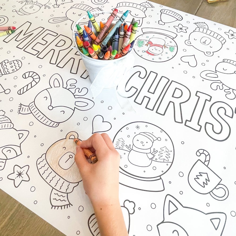 Winter Friends Coloring Table Runner Christmas