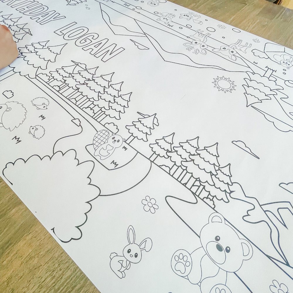 Woodland Coloring Table Runner