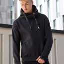 Black Small Funnel Neck Hoodies Unisex 