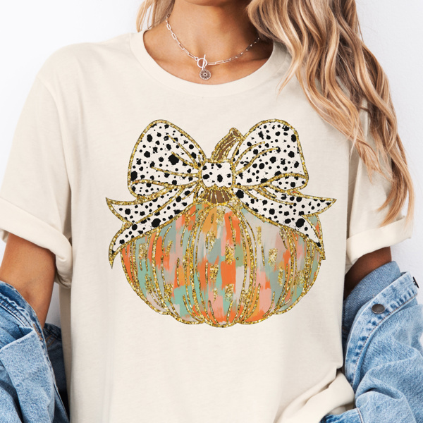 Coquette Brushstroke Fall Pumpkin Tees