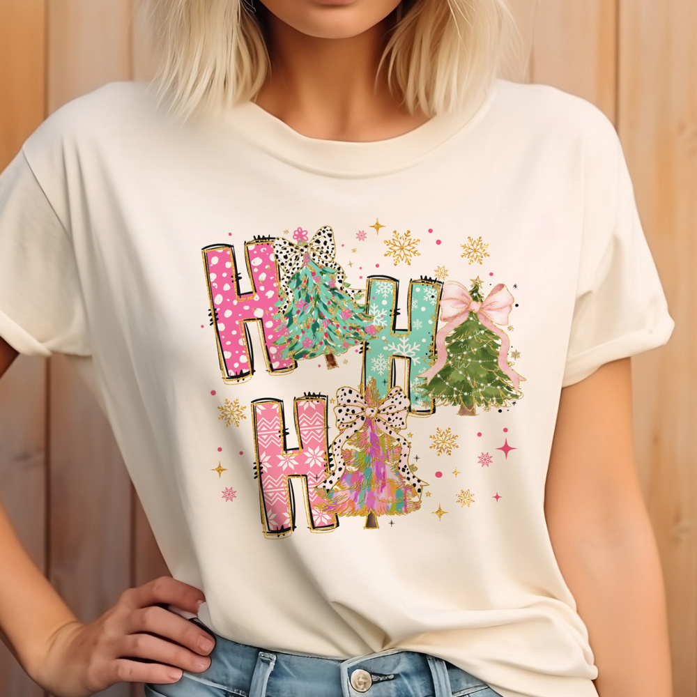 Ho Ho Ho Whimsical Coquette Christmas Tree Tees