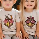  Gobble Gobble Girl and Boy Thanksgiving Kids Tees